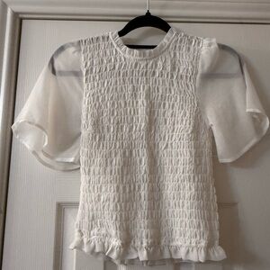 Abercrombie and Fitch Elegant White Smocked Women's Top